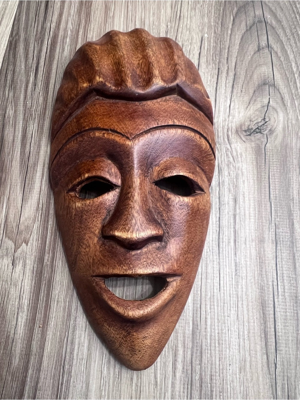 Hand Carved Wooden Tribal/Folk Art Mask Wall Decor Hanging